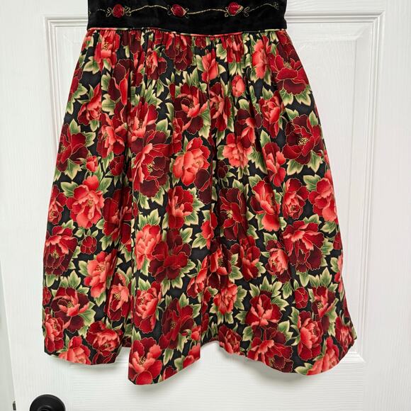 Rebecca Raggs Original Girls Floral Velvet Dress Size 10 - Picture 3 of 13